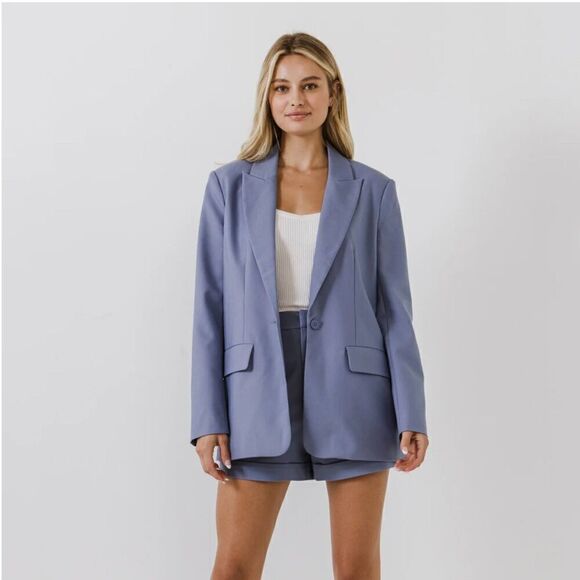 Endless Rose Single Breasted Blazer Size Small NWT Blue One Button - Picture 1 of 10